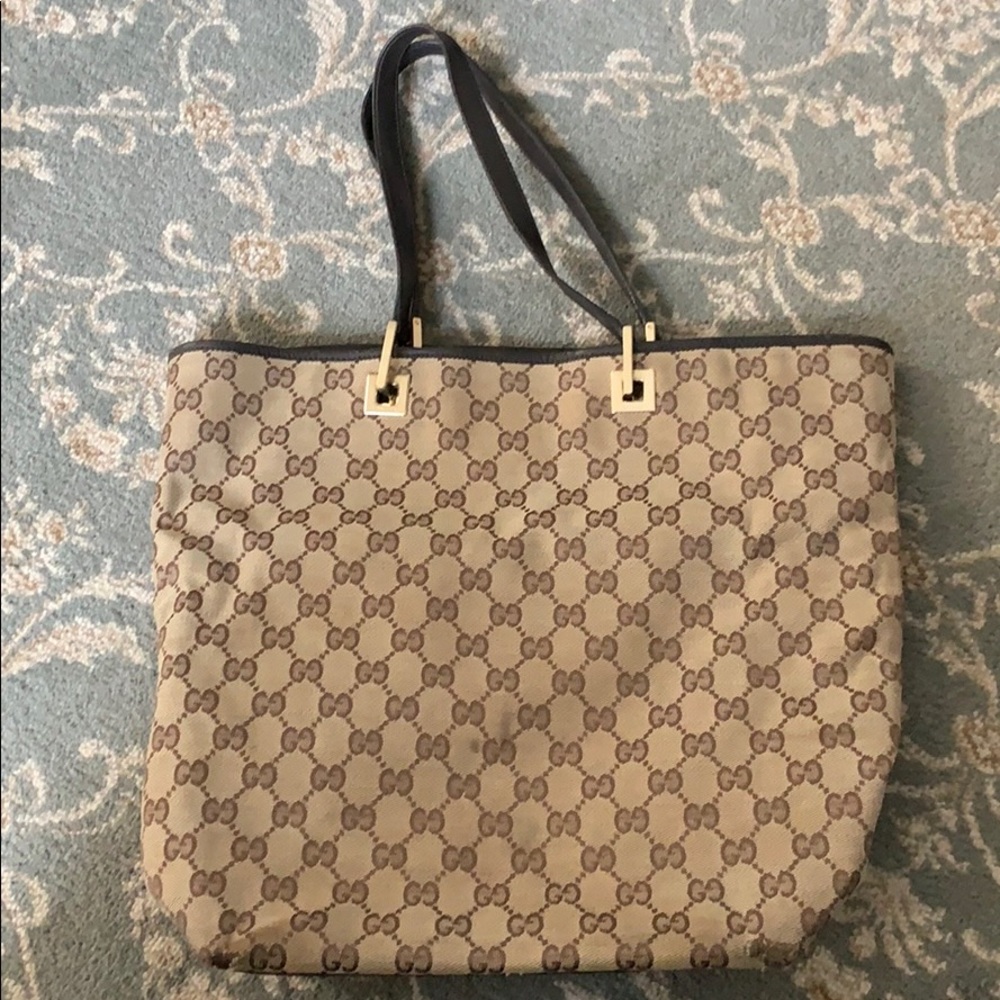 Gucci Beige Canvas and leather tote